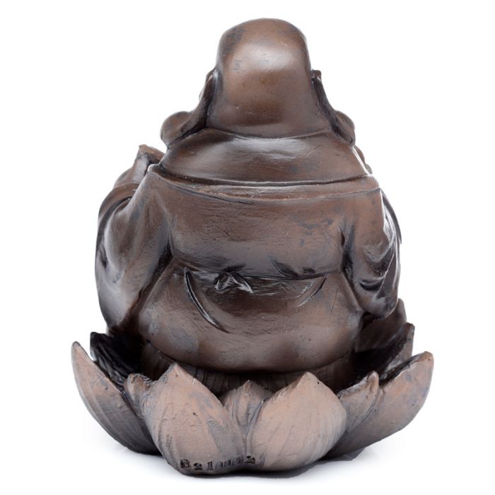 Wood Effect Lucky Buddha Backflow Incense Burner - Handcrafted Wooden Incense Holder for Meditation and Relaxation