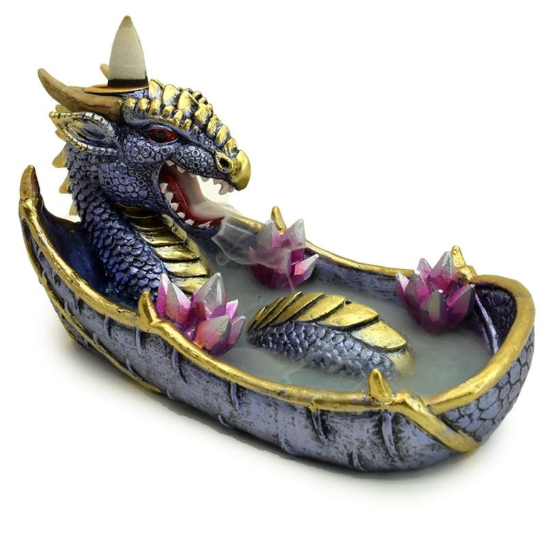 Incense Burner - Amethyst Crystal Dragon Design - Elements Or alternatively, if you want to highlight the brand more prominently: Elements Amethyst Crystal Dragon Backflow Incense Burner