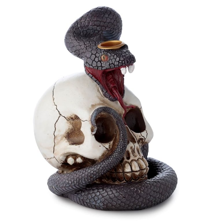 Incense Burner: Snake & Skull Backflow Design - Decorative Aroma Accessory