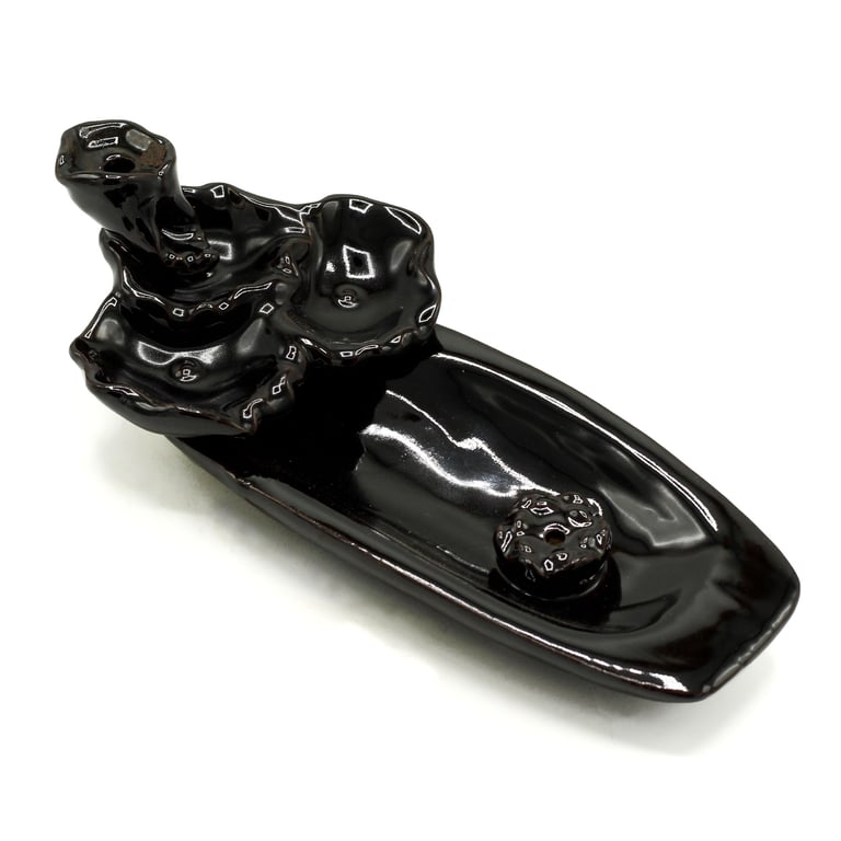 Backflow Incense Burner - Lotus Pond Design Holder with Incense Stick Storage