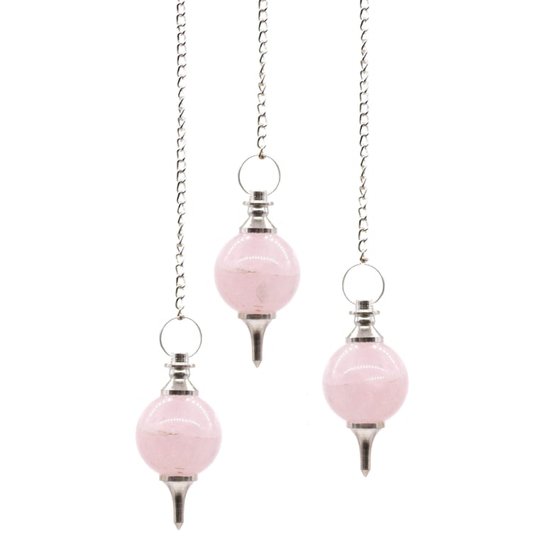 Rose Quartz Sphere Pendulums - Metaphysical Crystal Healing Tool for Meditation and Energy Balance