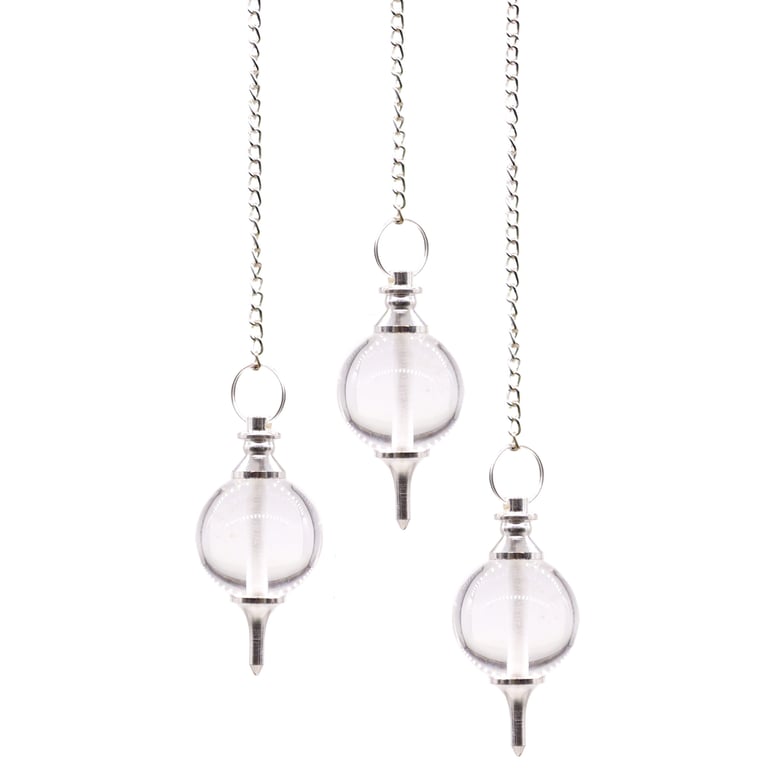 Rock Quartz Crystal Healing Pendulum - Metaphysical Energy Balancer Sphere