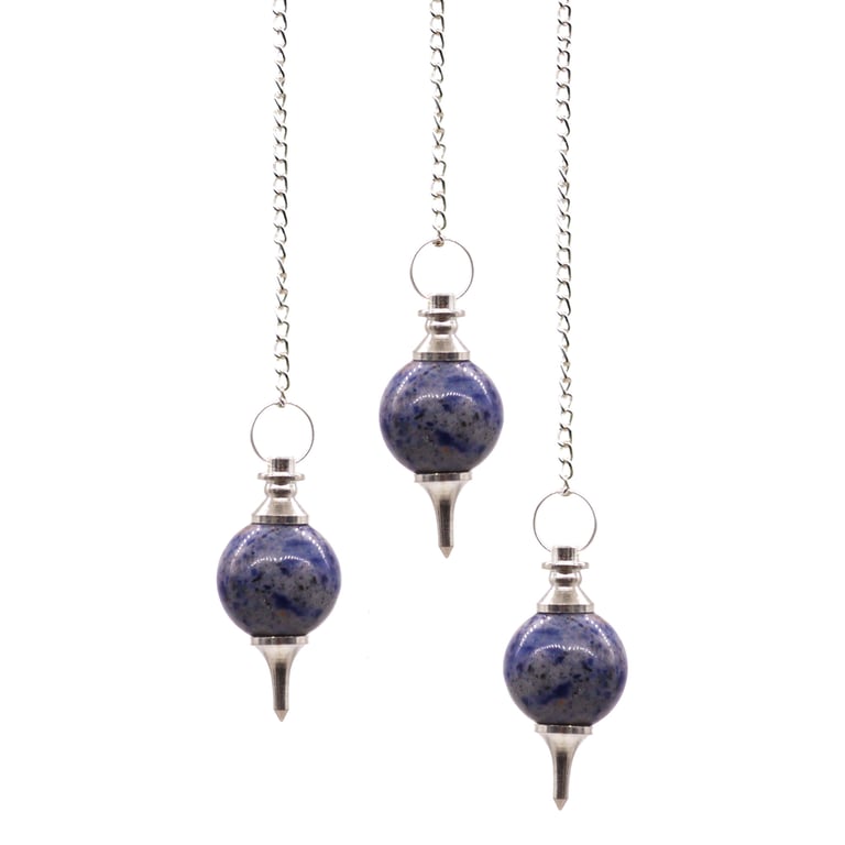 Sodalite Crystal Sphere Pendulum - Metaphysical Energy Healing Tool