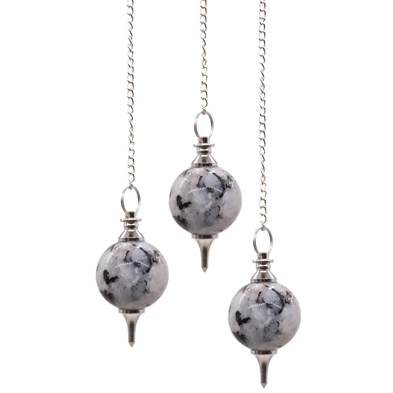Rainbow Moonstone Sphere Pendulum - Crystal Healing Tool for Meditation and Spiritual Growth