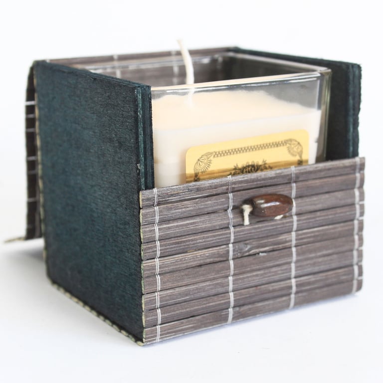 Single Box Slatted Bamboo Storage Container - Eco-Friendly Home Organization Solution