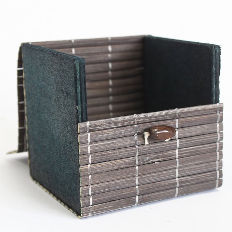 Single Box Slatted Bamboo Storage Container - Eco-Friendly Home Organization Solution