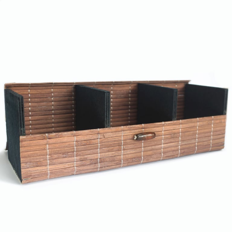Triple Box Slatted Bamboo Adjustable Eco-Friendly Bed Frame with Natural Wood Foundation