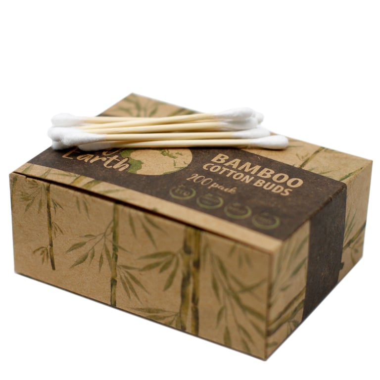 Bamboo Cotton Buds - Natural and Eco-Friendly Home Cleaning Supplies, 200 Count, Organic Cotton Buds for Gentle Hygiene