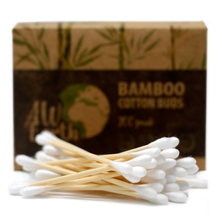 Bamboo Cotton Buds - Natural and Eco-Friendly Home Cleaning Supplies, 200 Count, Organic Cotton Buds for Gentle Hygiene