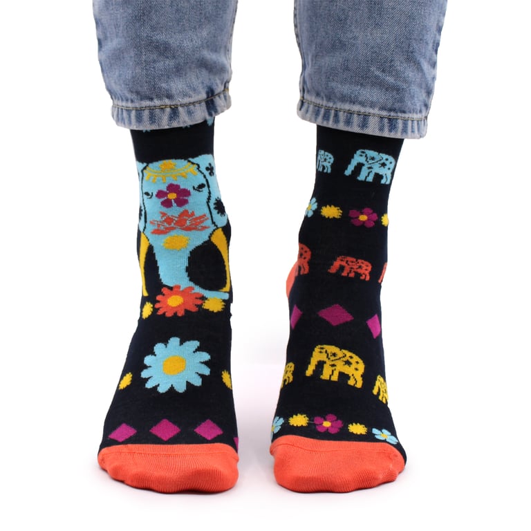 Cosmic Elephant Bamboo Socks - Soft & Breathable SM Size with Unique Elephant Print Design