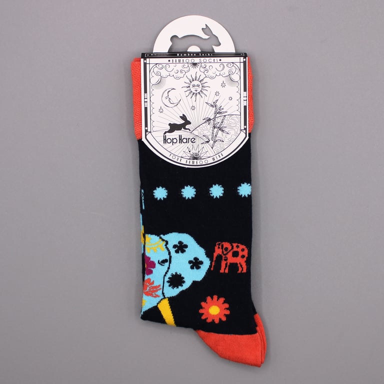 Cosmic Elephant Bamboo Socks - Soft & Breathable SM Size with Unique Elephant Print Design