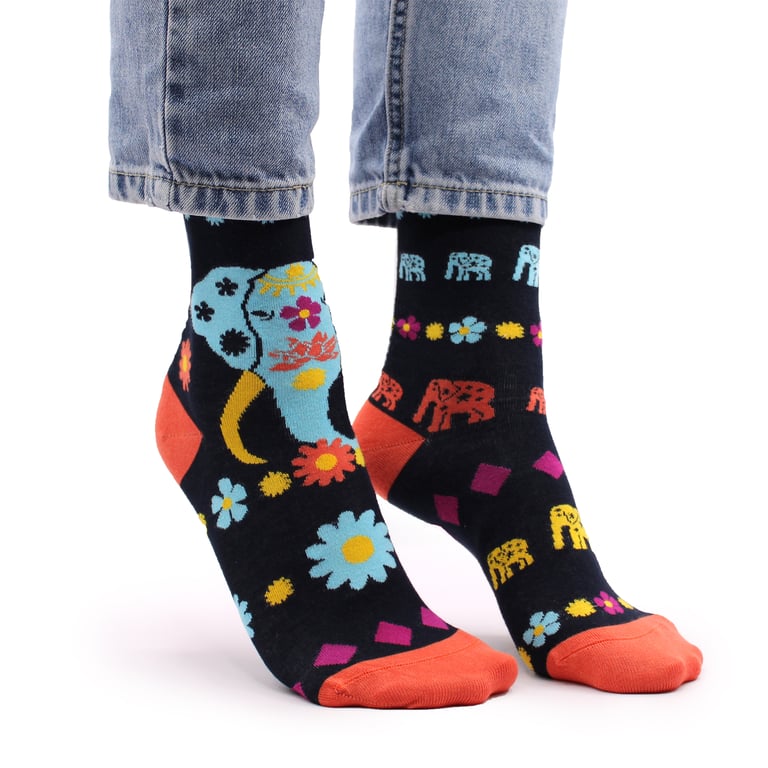 Cosmic Elephant Bamboo Socks - Soft & Breathable SM Size with Unique Elephant Print Design