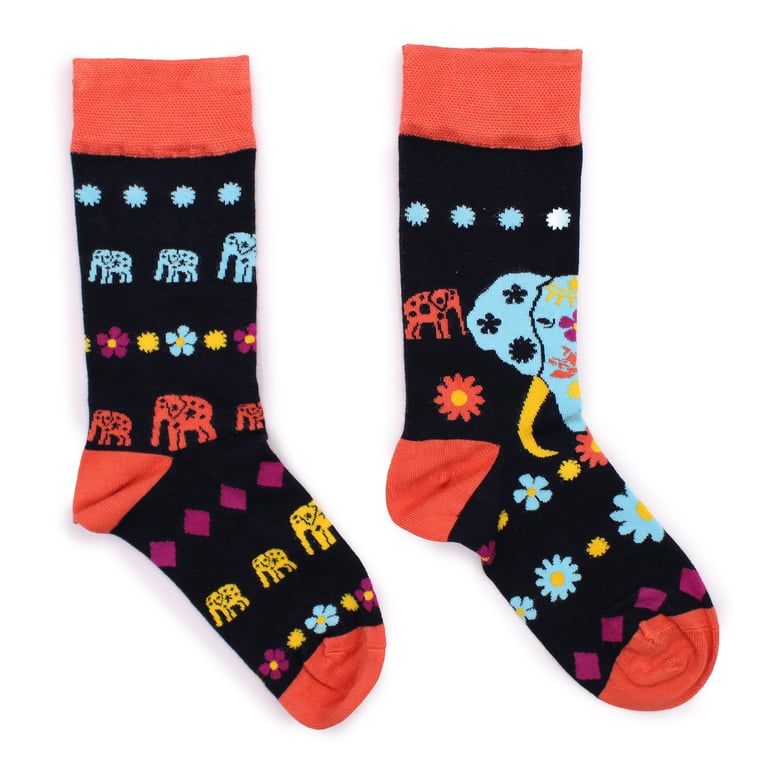 Cosmic Elephant Bamboo Socks - Soft & Breathable SM Size with Unique Elephant Print Design