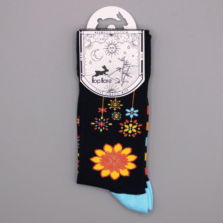 Bamboo Socks - Mandala Flowers Pattern by Hop Hare (Small/Medium)