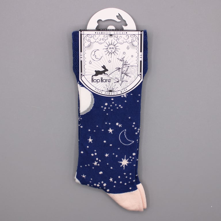 Hop Hare Bamboo Socks - Moon Walk - Medium/Large Size, Soft and Breathable Bamboo Fibers for Comfort