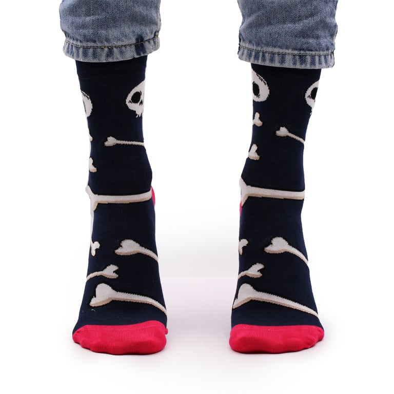 Hop Hare Bamboo Socks - Soft, Breathable Skulls and Bones Design, Small/Medium Fit, Sustainable Bamboo Fibers