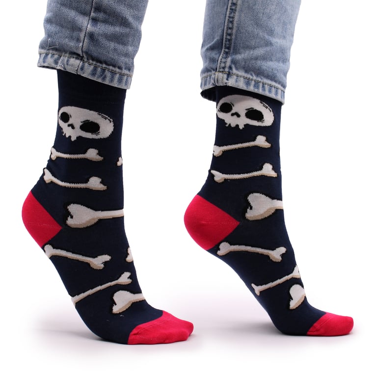 Hop Hare Bamboo Socks - Soft, Breathable Skulls and Bones Design, Small/Medium Fit, Sustainable Bamboo Fibers
