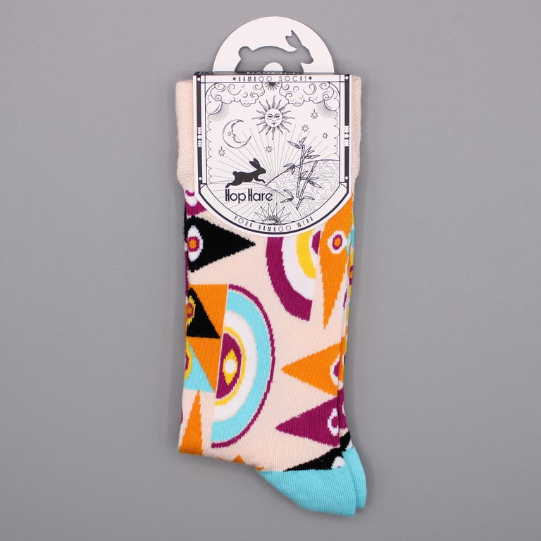 Hop Hare Bamboo Socks Psychedelic Evil Eye Pattern - Soft and Breathable Bamboo Fiber Socks, SM Size