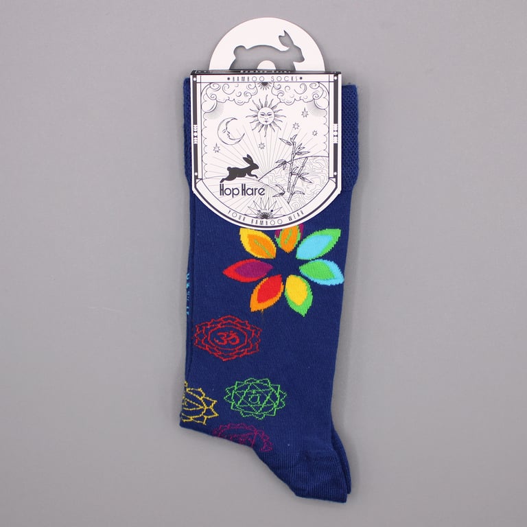 Bamboo Socks Rainbow Chakra Eco-Friendly Women s Hop Hare Socks Size M/L