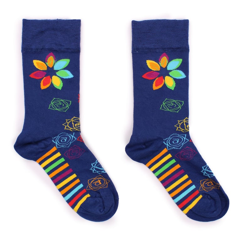 Bamboo Socks - Hop Hare Rainbow Chakra M/L Size, Soft and Breathable Bamboo Fiber Socks for Men