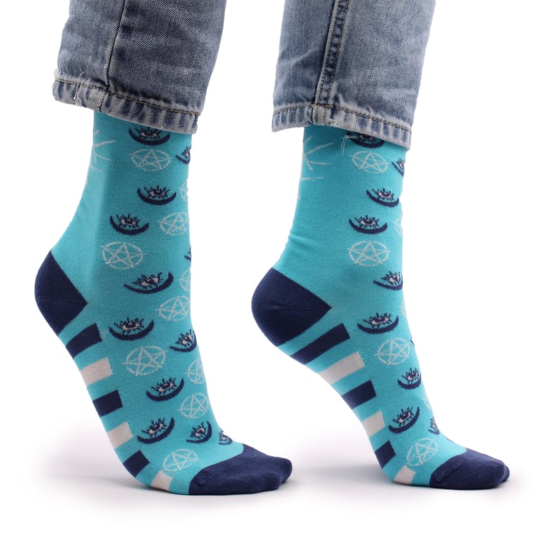Hop Hare Bamboo Socks - Pentagram and Evil Eye Protection in Soft Bamboo Fiber (SM Size)