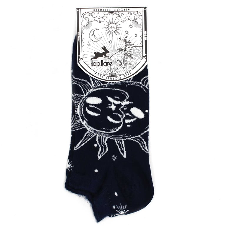 Bamboo Socks - M/L Hop Hare Low-Cut by Sun and Moon, 7.5-11.5 Size, Eco-Friendly Bamboo Construction