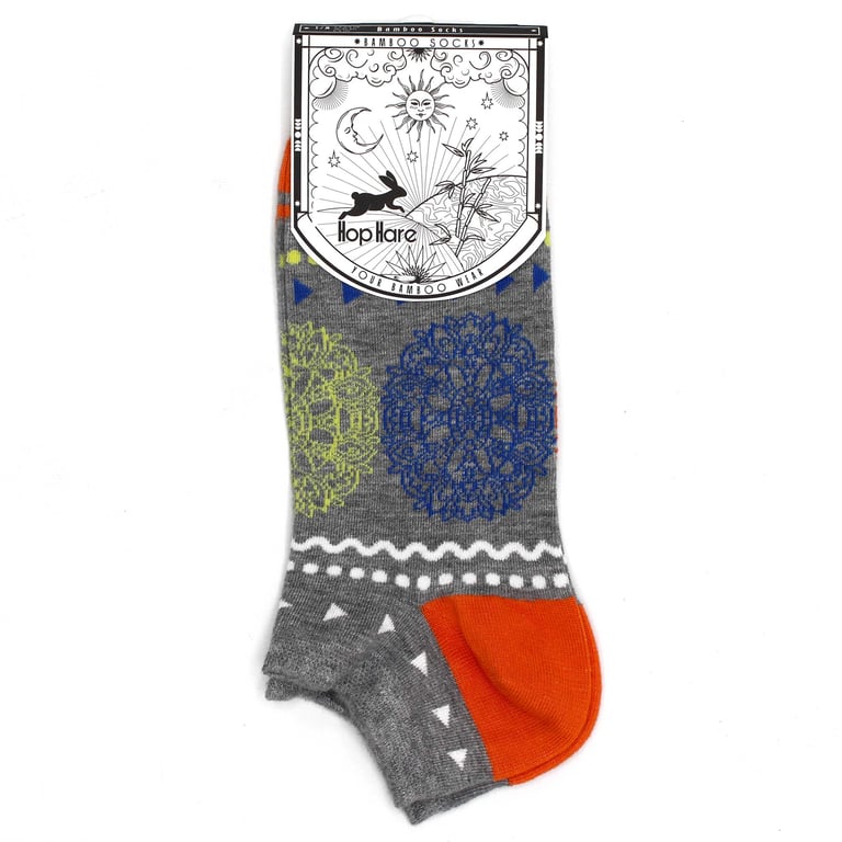 Bamboo Socks - Flowers of Life S/M Low Cut Hare Socks (3.5-6.5)