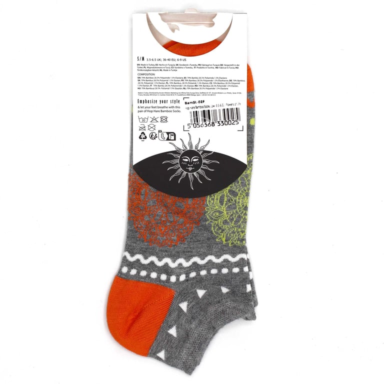 Bamboo Socks - Flowers of Life S/M Low Cut Hare Socks (3.5-6.5)