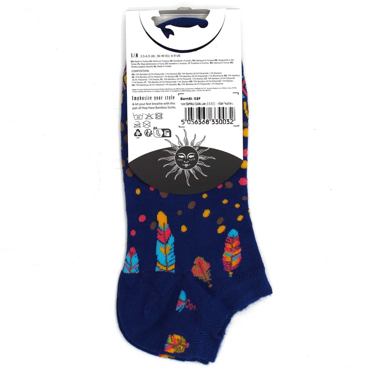Bamboo Hiking Socks - M/L Low Cut Indian Feathers Hop Hare Socks