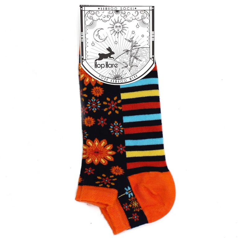 Bamboo Socks - Mandala Flowers Low Cut Hop Hare Socks (SM)