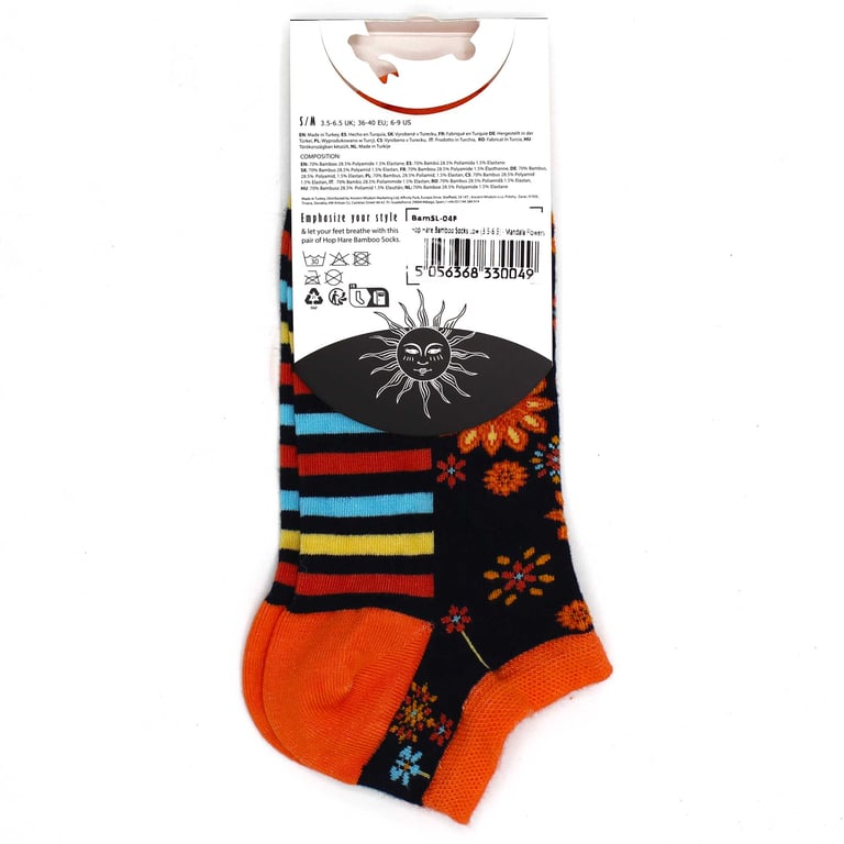 Bamboo Socks - Mandala Flowers Low Cut Hop Hare Socks (SM)