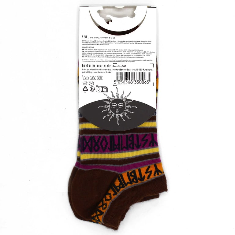 Bamboo Socks - Low Cut Hop Hare Design with Rune Stones Pattern, Size 3.5-6.5, Soft Bamboo Fiber