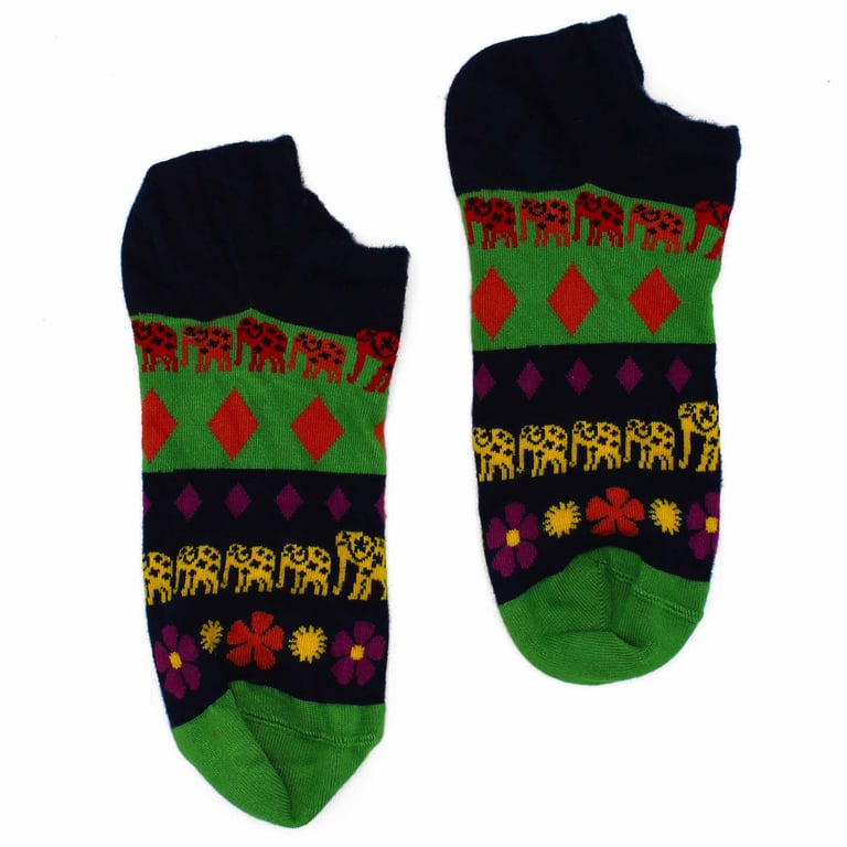 Bamboo Socks by Hop Hare - Lucky Elephant, Low Cut M/L Size 7.5-11.5