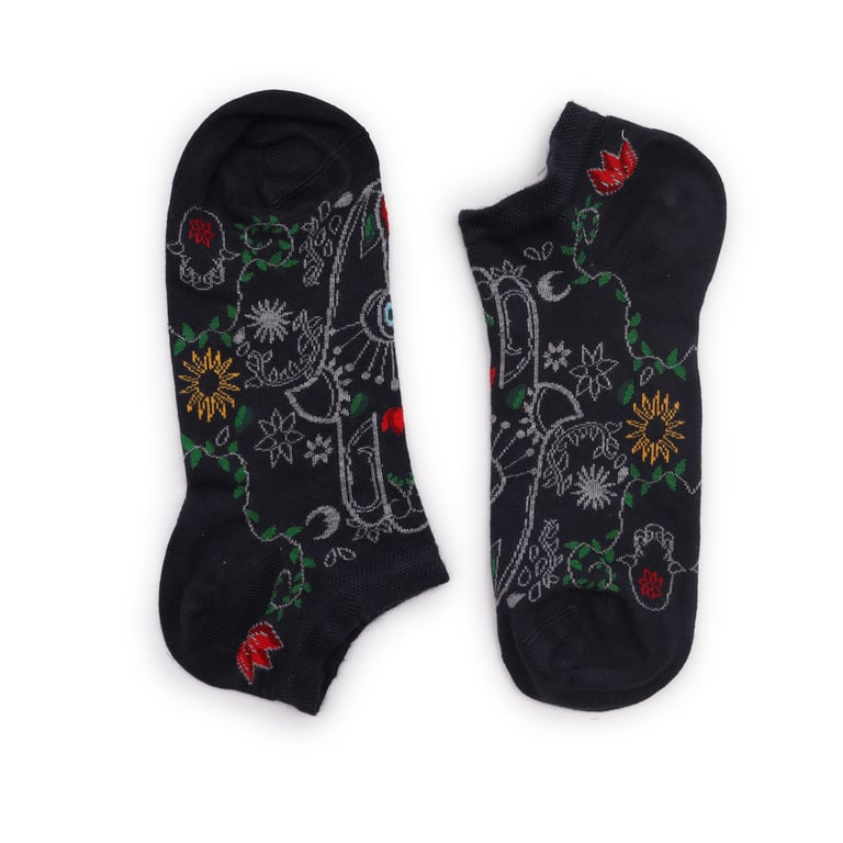 Bamboo Socks - Hop Hare Low Cut Socks (S/M) - Hamsa Design for Men and Women