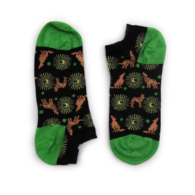 Bamboo Socks - Moonlight Wolfs Hop Hare Low Cut Rabbit Pattern Socks (S/M)