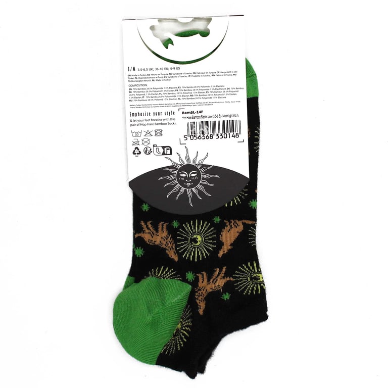 Bamboo Socks by Moonlight Wolfs - ML Size Low Cut Hop Hare Style (7.5-11.5)