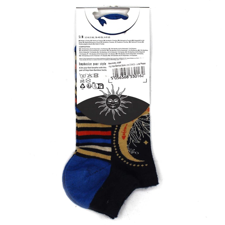Bamboo Socks by Hop Hare - Lunar Phases Low Arch Support Socks 3.5-6.5 Sizes