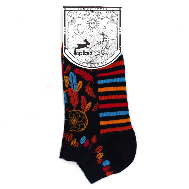 Bamboo Socks - Dreamcatcher Hop Hare Low Rise Socks for Men (SM)