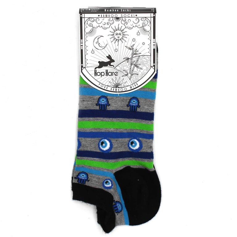 Bamboo Socks Low - Evil Eye & Hamsa Protection Mens Womens Hop Hare Design