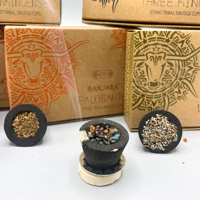 Banjara Mayan Myrrh Resin Home Decor Cups - Unique Botanical Inspired Accent