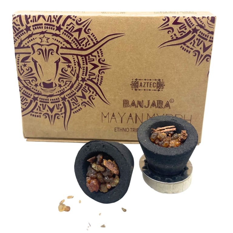 Banjara Mayan Myrrh Resin Home Decor Cups - Unique Botanical Inspired Accent