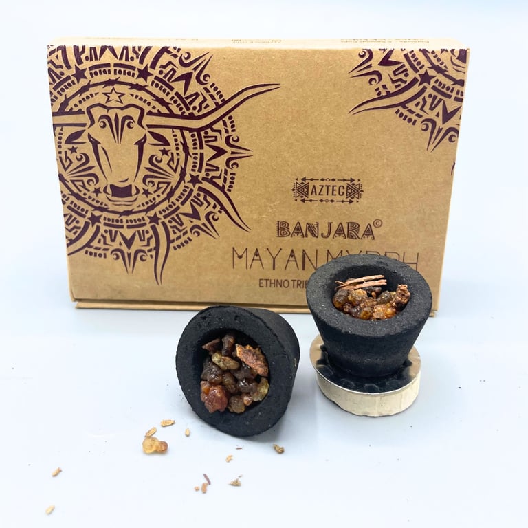 Banjara Mayan Myrrh Resin Home Decor Cups - Unique Botanical Inspired Accent
