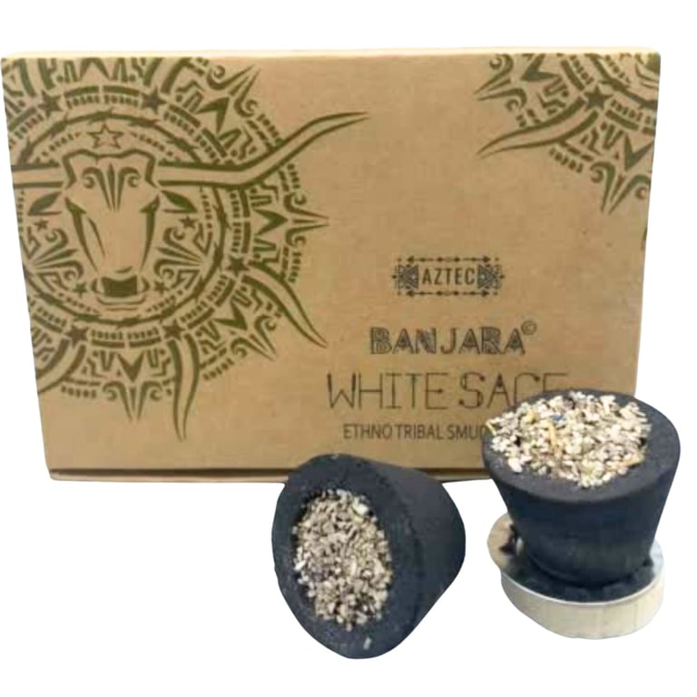 Banjara White Sage Smudge Cups - Natural Home Purification & Spiritual Cleansing Tool
