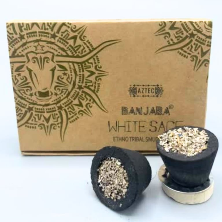 Banjara White Sage Smudge Cups - Natural Home Purification & Spiritual Cleansing Tool