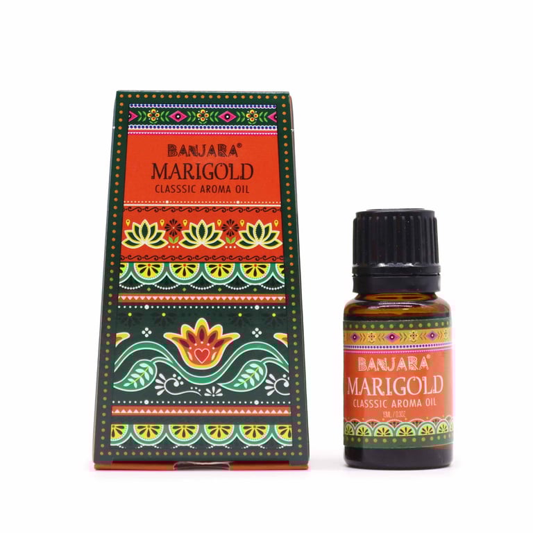 Banjara Indian Fragrance Oil - Marigold Scented Essential Oil, 10ml Natural Aromatherapy Perfume for Home Use