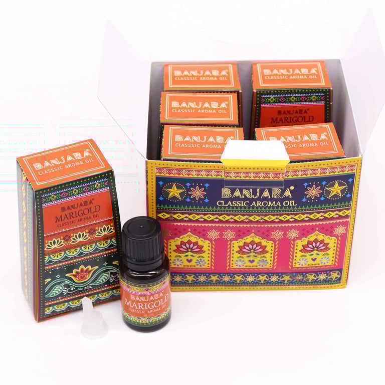 Banjara Indian Fragrance Oil - Marigold Scented Essential Oil, 10ml Natural Aromatherapy Perfume for Home Use