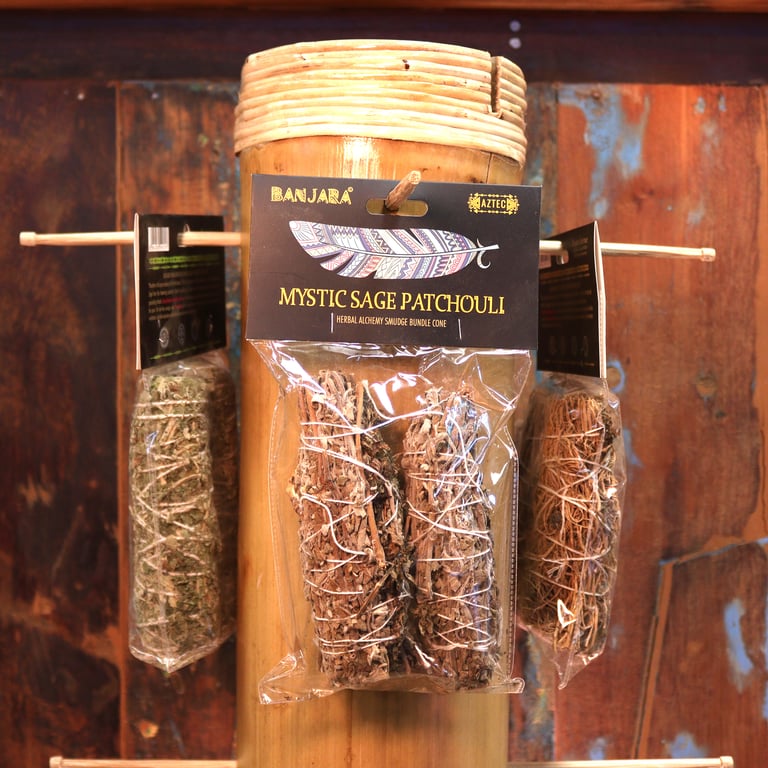 Indian Sage and Patchouli Smudge Sticks - Home Fragrance for Spiritual Cleansing and Aromatherapy