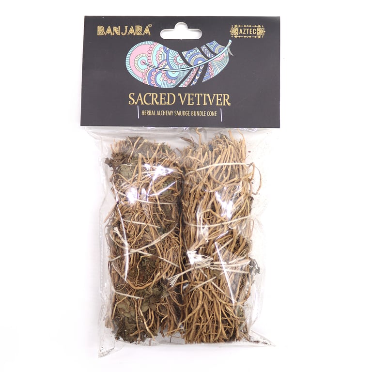 Banjara Vetiver Smudge Stick - Natural Incense for Sacred Smoke Cleansing and Home Aromatherapy