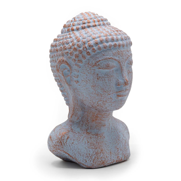 Blue Copper Tranquility Buddha Head Statue - Serene Decor by Your Brand