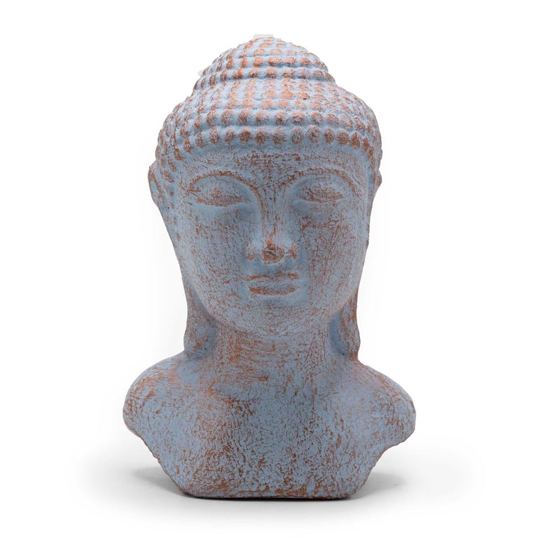 Blue Copper Tranquility Buddha Head Statue - Serene Decor by Your Brand